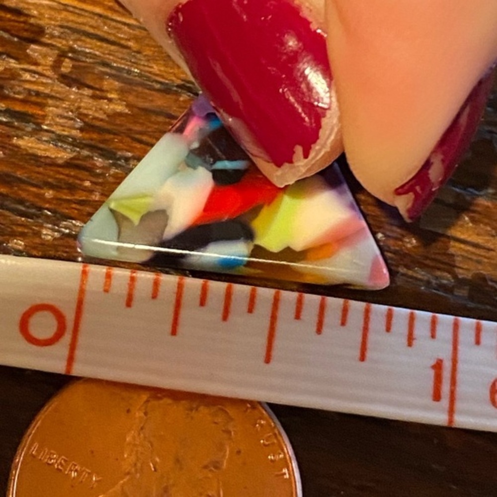Colorful Marbled Inverted Triangle Necklace - Picture 9 of 9